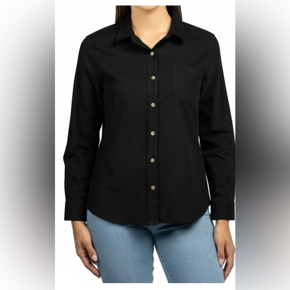 Jachs  Girlfriend wonen’s corduroys Black Button-Down Shirt